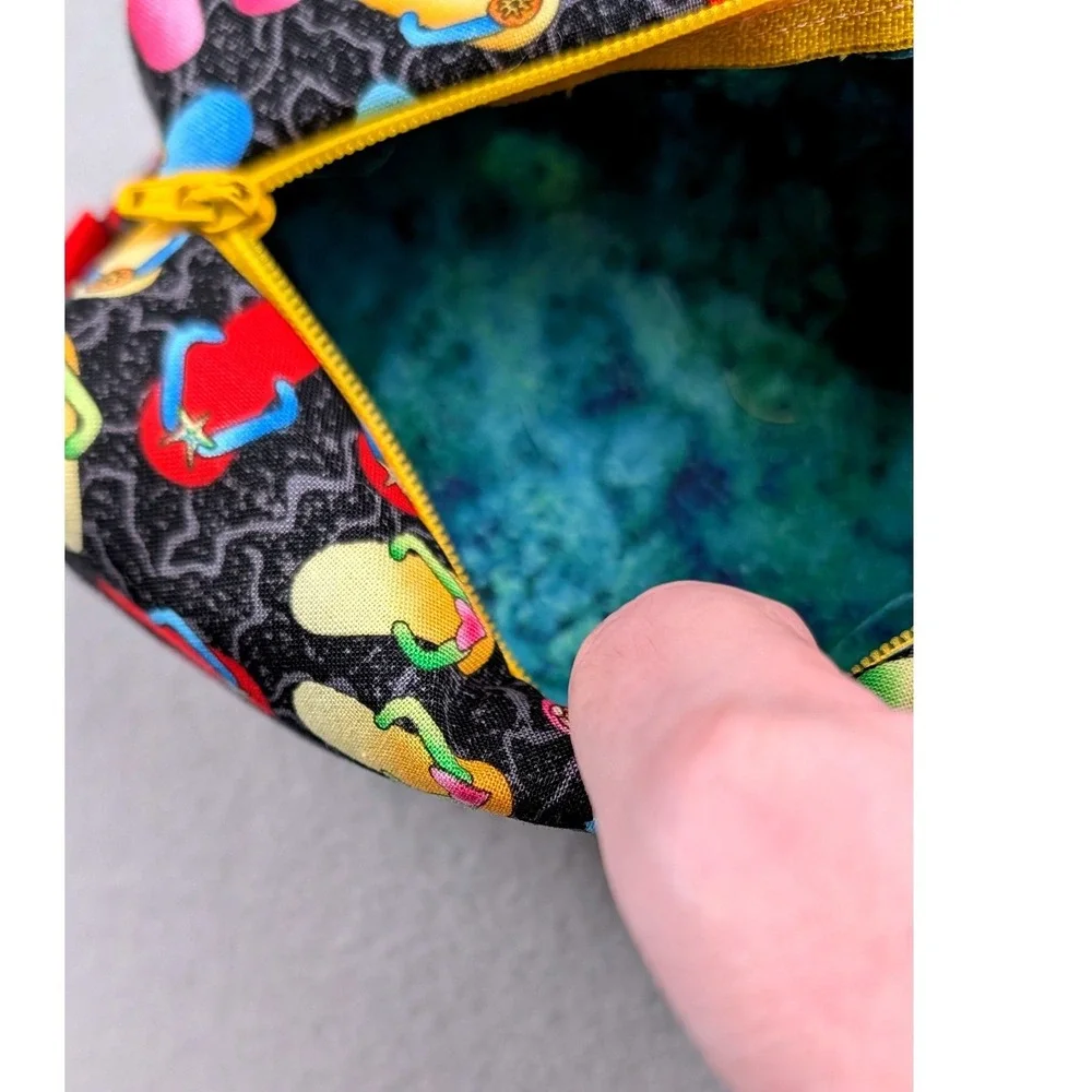 Handmade Quilted Cosmetic Bag Set 3 Piece Butterfly Flip Flop Multi Color Zipper